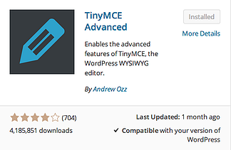 TinyMCE Advanced Plugin
