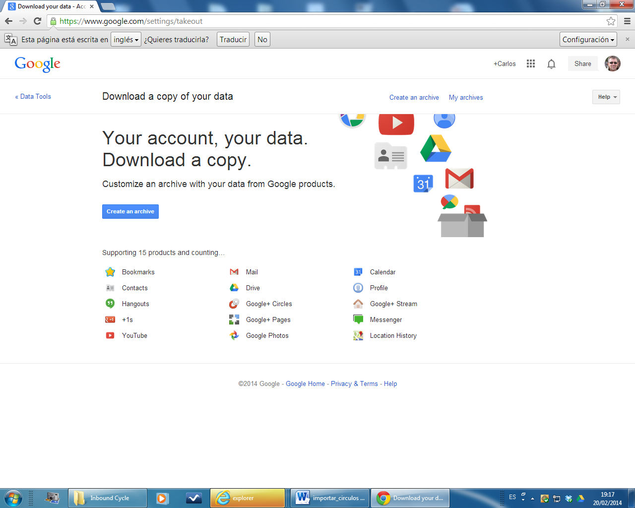 descarga de datos