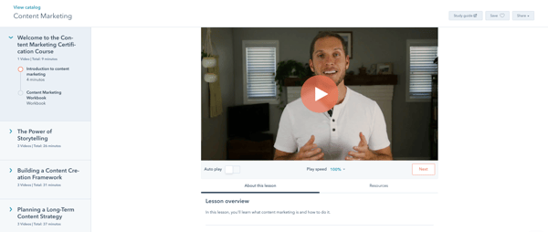 5. Certificación Content Marketing de HubSpot