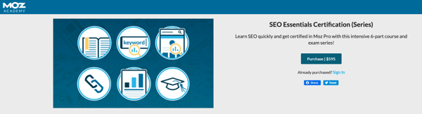 7. SEO Essentials Certification de Moz 