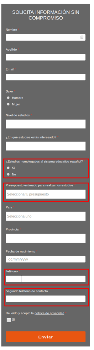Captacion de leads form nuev