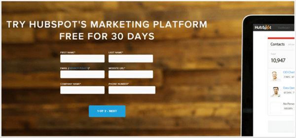 hubspot inbound marketing landing page