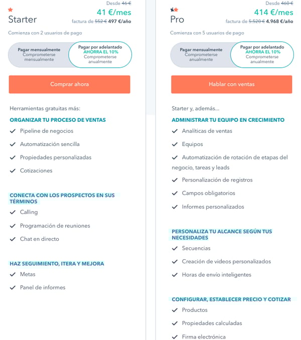 Imagen 6 - Sales Starter y PRO diferencias
