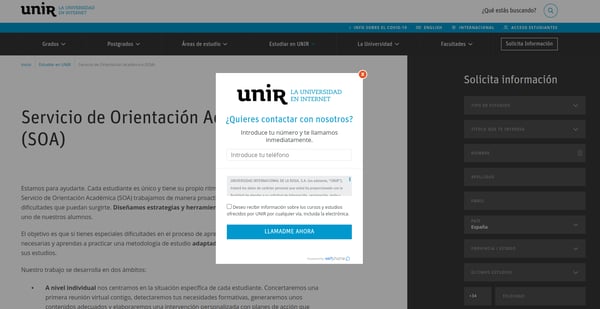 acciones comerciales pagina web
