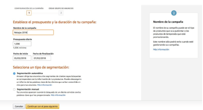 creacion campana ppc amazon