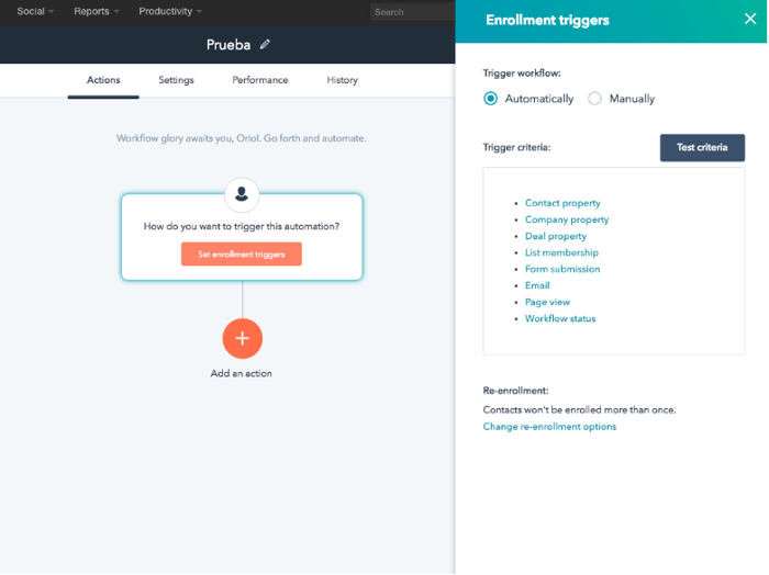 enrollment triggers workflows hubspot