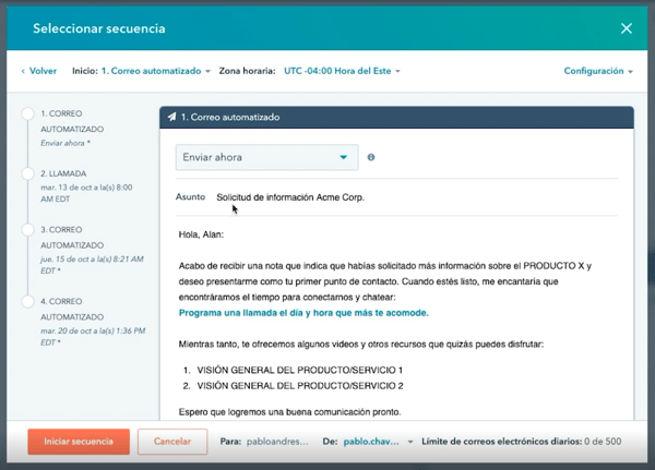 secuencias de Hubspot