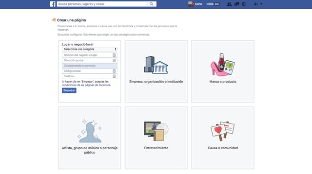como crear una pagina de empresa en facebook