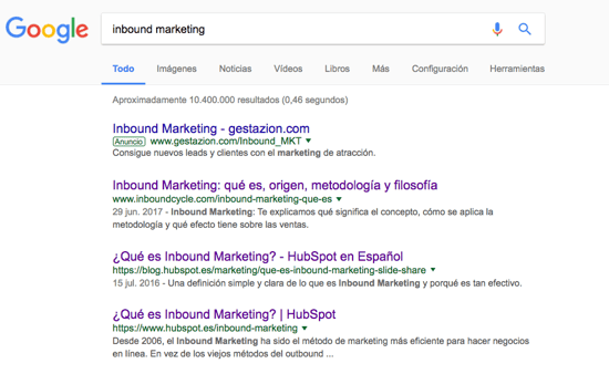 posicionamiento keyword inbound marketing google