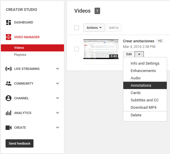 video manager youtube