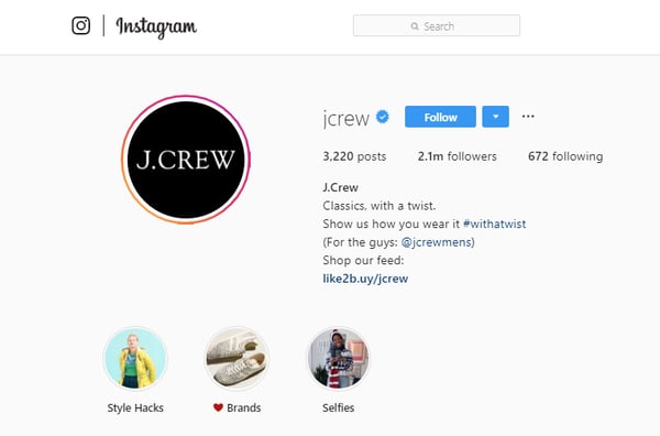 Estrategia de Marketing visual-JCrew Instagram