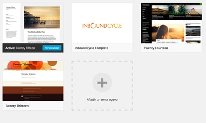 Captura de pantalla de gestor de plantillas Wordpress