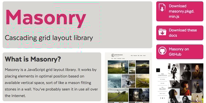 plugin masonry para crear un layout de cuadriculas