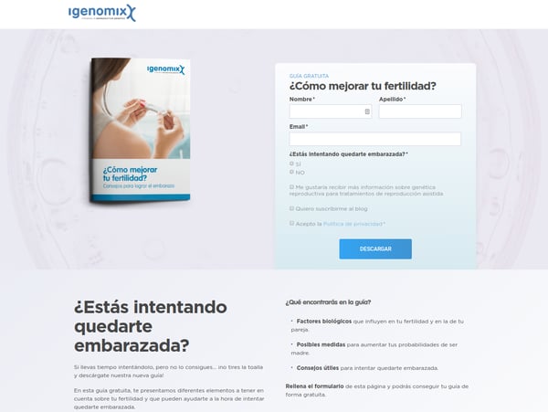 marketing en salud landing igenomix