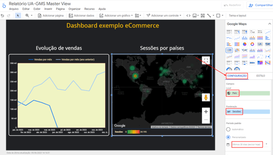 Visualização do Mapa, Dashboard com Power BI: visualizando dados