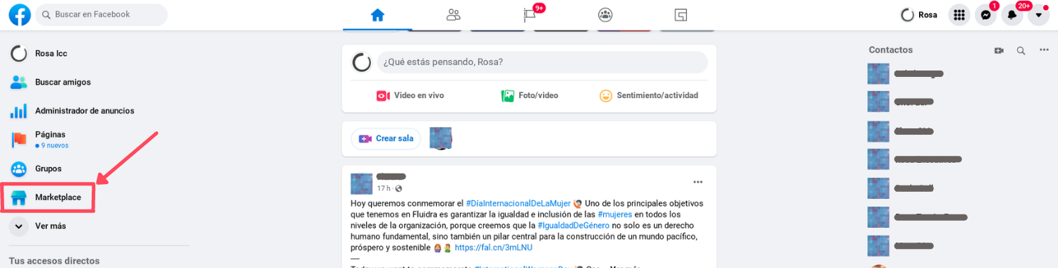 Acceso Facebook Marketplace WEB