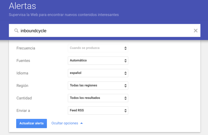 Alerta de Google ejemplo