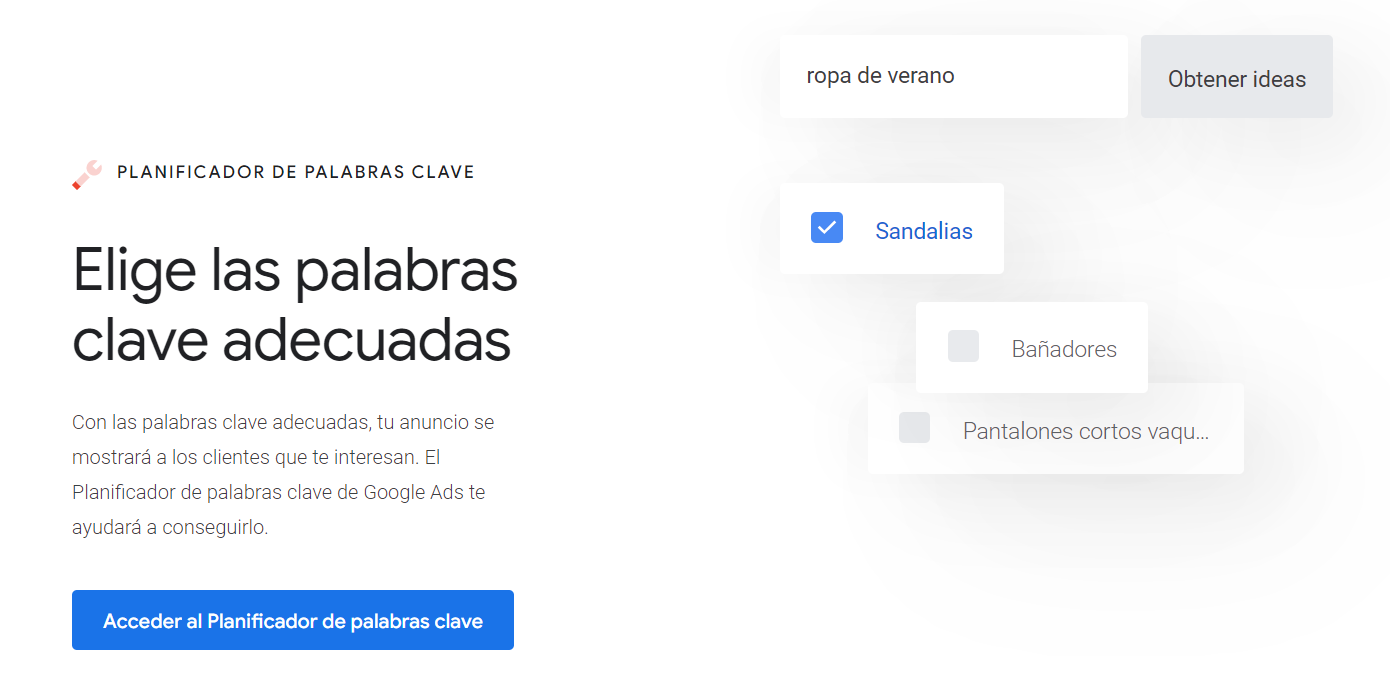 Aplicaciones de google - Google keyword planner 