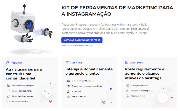 Esta é uma captura de tela que mostra o menu principal da ferramenta Inflact. 