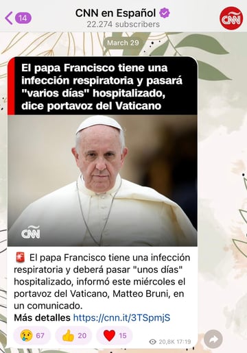 Canales de telegram ejemplo cnn