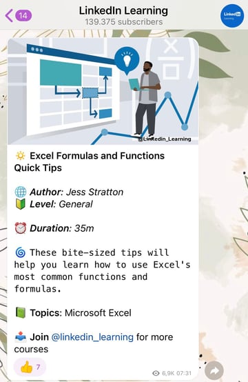 Canales de telegram ejemplo linkedin