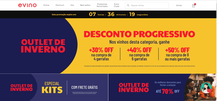 Captação de clientes - exemplo Evino