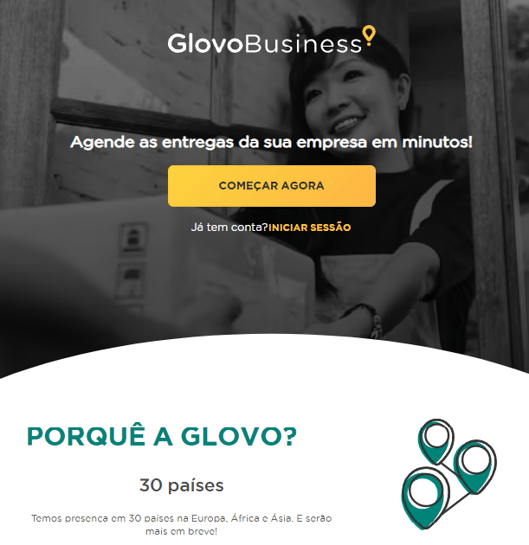 Captação de clientes - exemplo Glovo