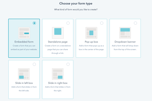 Tipos de formularios HubSpot