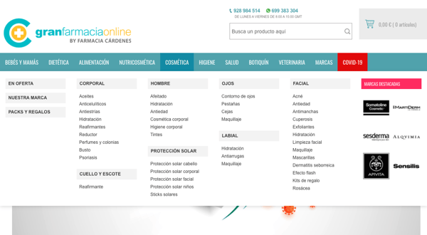 estructura web division del contenido en categorias