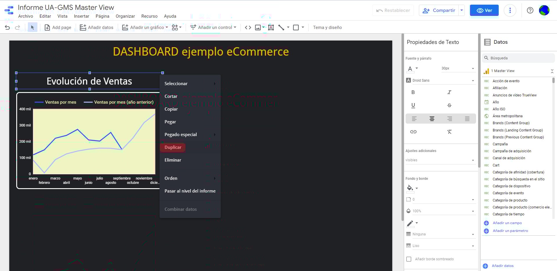 Duplicar ETIQUETA - Google Data Studio