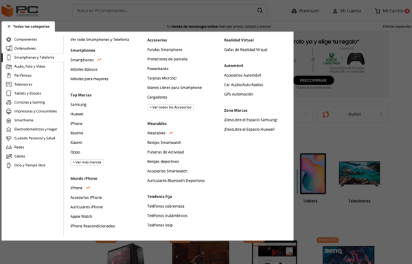 estructura web evaluar el menu