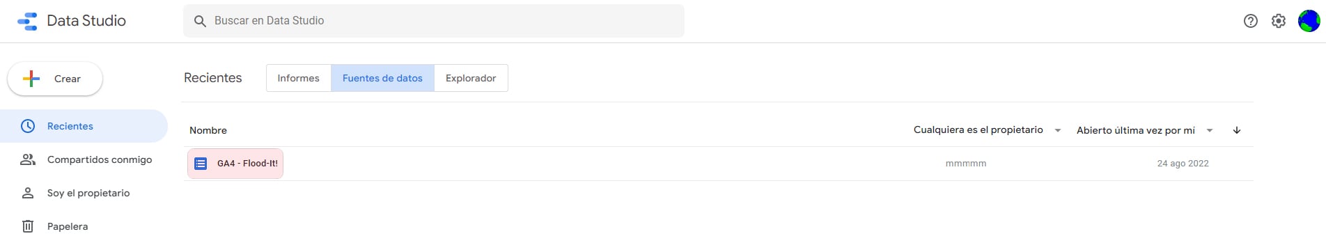 FUENTES DE DATOS lista - Google Data Studio