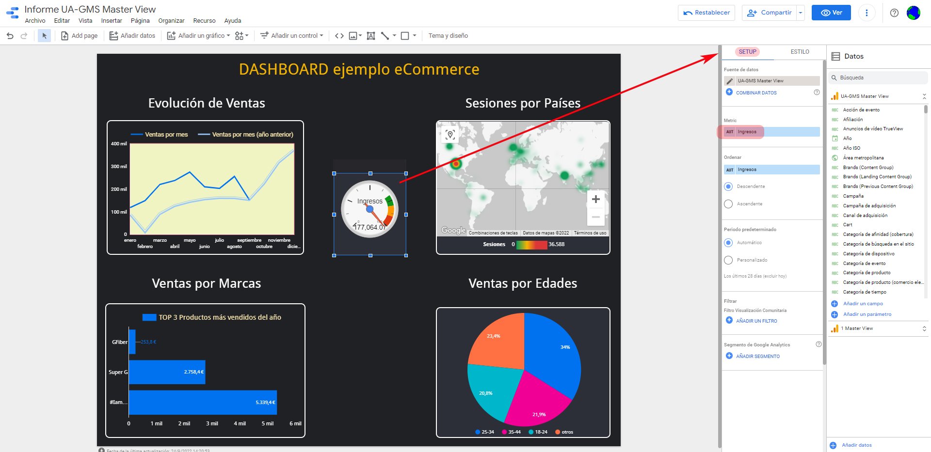 Gráfico 5_Gauge_SETUP_predefinido_Google Data Studio