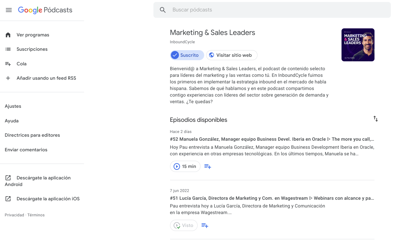 Marketing & Sales Leaders en Google Podcasts