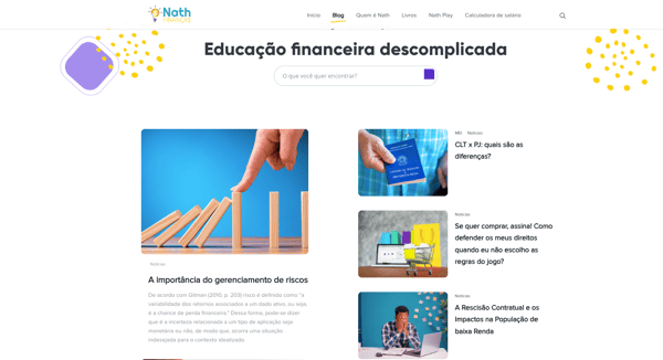 Esta é uma captura de tela do site da Nath Finanças