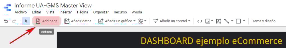 Menú Edición_Añadir Página_Google Data Studio