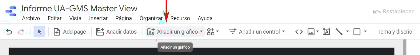 Menú Edición_Añadir un Gráfico_Google Data Studio