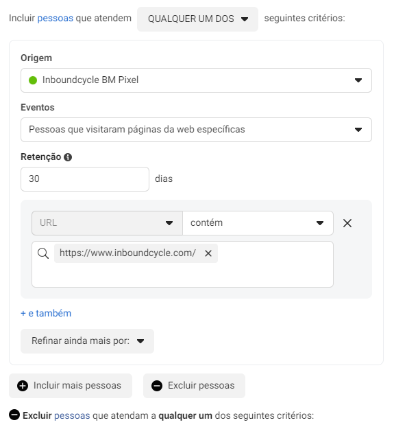 Remarketing no Facebook _ Incluir Pessoas