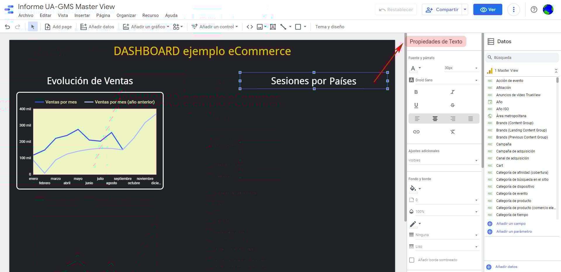 Texto_Sesiones por Países_Google Data Studio