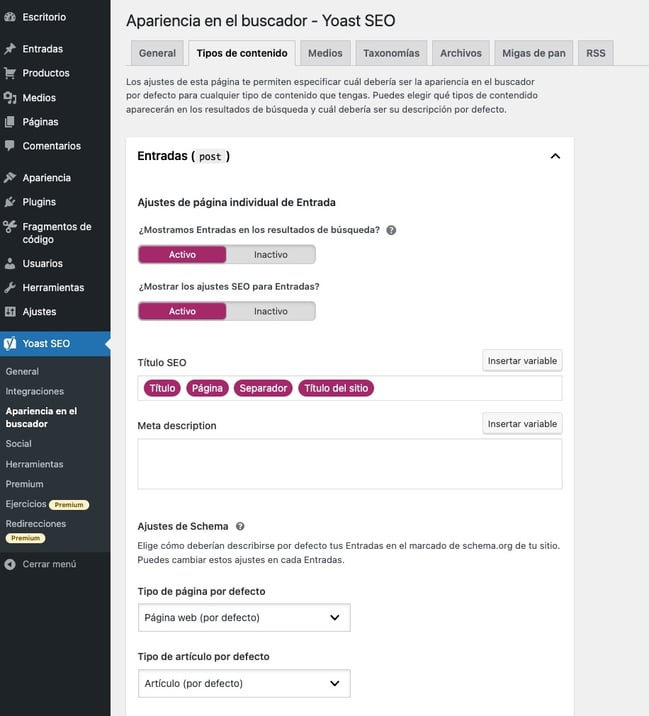 Yoast-SEO_Apariencia-buscador_Tipos-contenido