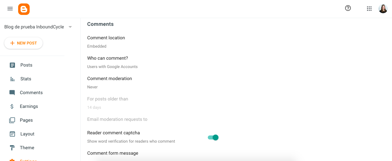 blogger como gestionar comentarios