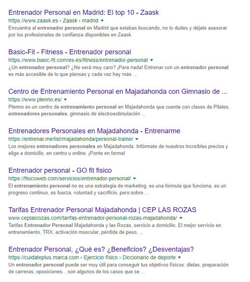analisis de la competencia busquedas entregnador personal