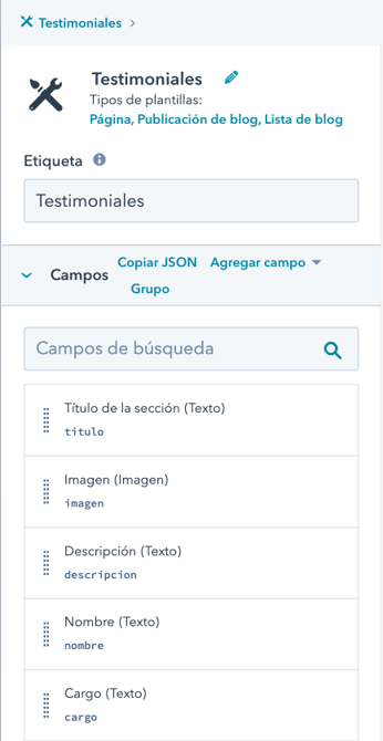 campos contenido