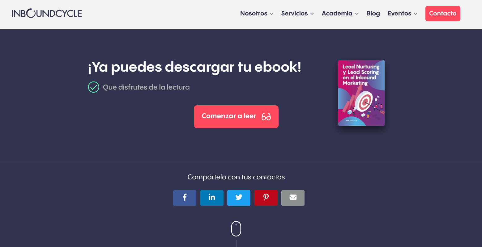 captacion de leads ejemplo thank you page