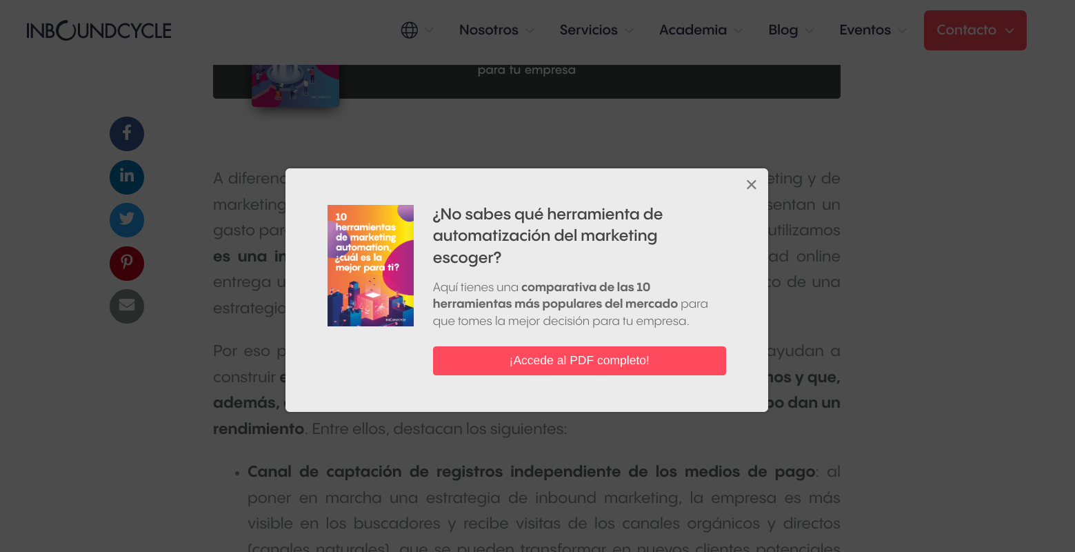 captacion de leads que es ejemplo popup