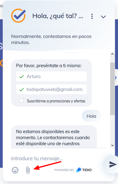 chat html cargar archivos