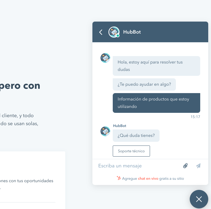 chatbot español HubSpot