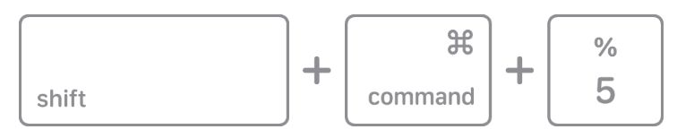 Esta é uma imagem que mostra as teclas usadas no Mac para gravação de tela.