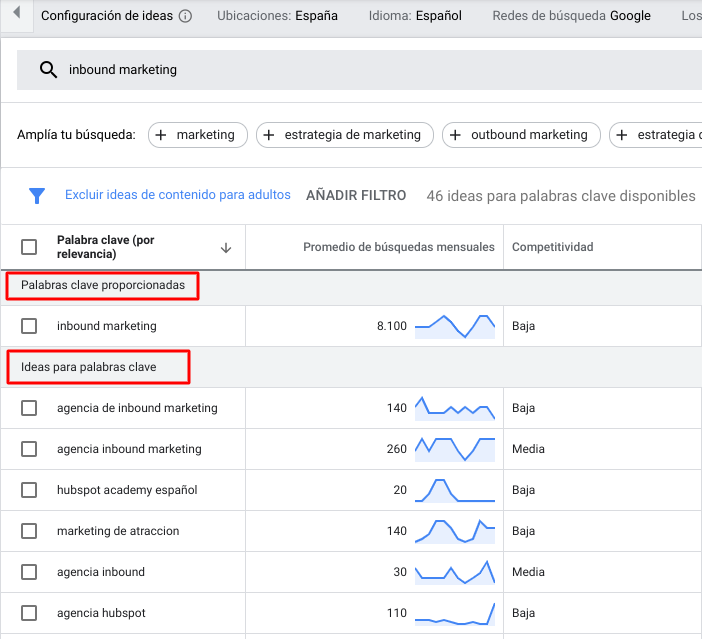 como buscar palabras clave gratis keyword planner google