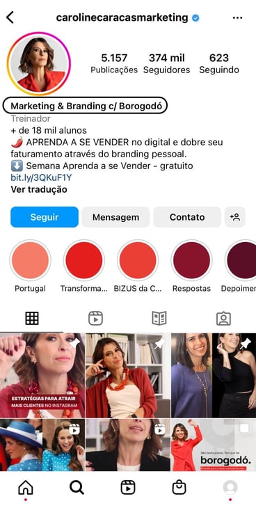 Este é um print de um perfil no Instagram com um nome otimizado